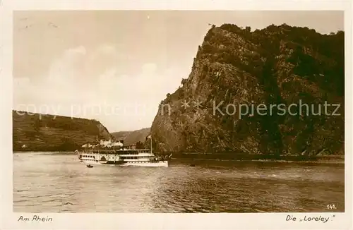 AK / Ansichtskarte St Goarshausen Loreley mit Personendampfer Kat. Sankt Goarshausen