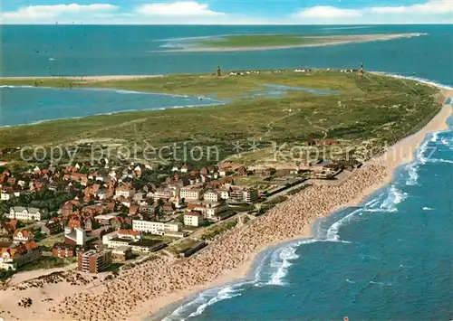 AK / Ansichtskarte Wangerooge Nordseebad Fliegeraufnahme mit Strand Kat. Wangerooge