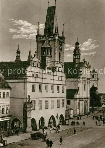 AK / Ansichtskarte Leitmeritz Litomerice Nordboehmen Rathaus Stadtkirche Jahrweiser Schoenes Sudetenland 28 Bildkarten der unvergessenen Heimat Kat. Litomerice