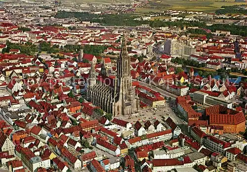 AK / Ansichtskarte Ulm Donau Fliegeraufnahme Muenster hoechster Kirchturm Welt Kat. Ulm