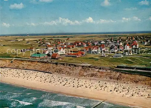 AK / Ansichtskarte Wenningstedt Sylt Fliegeraufnahme mit Strand Kat. Wenningstedt Braderup (Sylt)