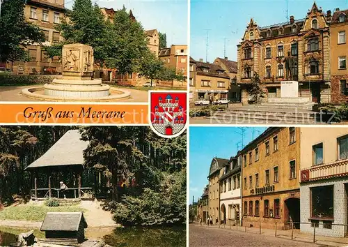 AK / Ansichtskarte Meerane Weberbrunnen Thaelmann Platz Stadtpark Aug Bebel Str Kat. Meerane