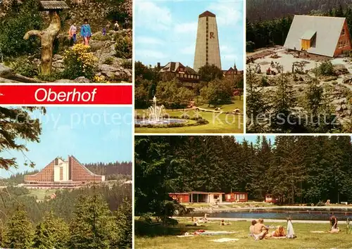 AK / Ansichtskarte Oberhof Thueringen Botanischer Garten FDGB Erholungsheim Rennsteig und Stachanow Interhotel Panorama Luft und Waldbad Kat. Oberhof Thueringen