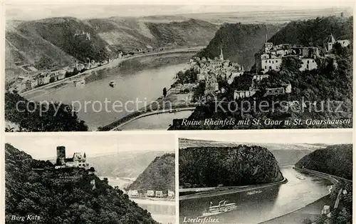 AK / Ansichtskarte St Goarshausen Ruine Rheinfels Burg Katz Loreleyfelsen Kat. Sankt Goarshausen