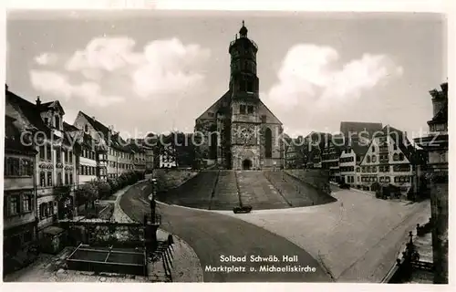 AK / Ansichtskarte Schwaebisch Hall Marktplatz Michaeliskirche Kat. Schwaebisch Hall