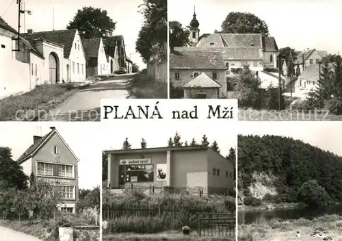 AK / Ansichtskarte Plana nad Luznici Teilansichten Gaststaette Restaurant Partie am Fluss