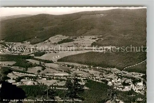 AK / Ansichtskarte Bayerisch Eisenstein Panorama Blick vom grossen Arber mit Bayerisch Tschechischer Grenze Kat. Bayerisch Eisenstein