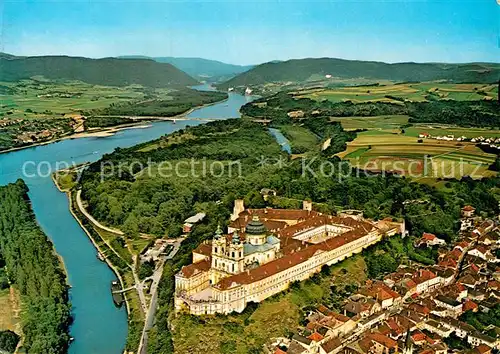 AK / Ansichtskarte Melk Donau Fliegeraufnahme Benediktinerstift Barockstil  Kat. Melk Wachau