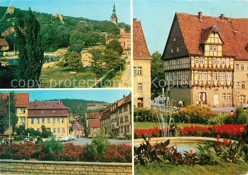 AK / Ansichtskarte Frankenhausen Bad Soleschwimmbad Anger Fachwerkbau Kat. Bad Frankenhausen