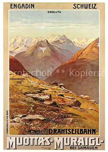 AK / Ansichtskarte Drahtseilbahn Muottas Muraigl 1908 Samaden  Kat. Bergbahn