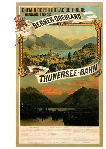 AK / Ansichtskarte Eisenbahn Thunersee Bahn Plakat 1893 J. Weber  Kat. Eisenbahn