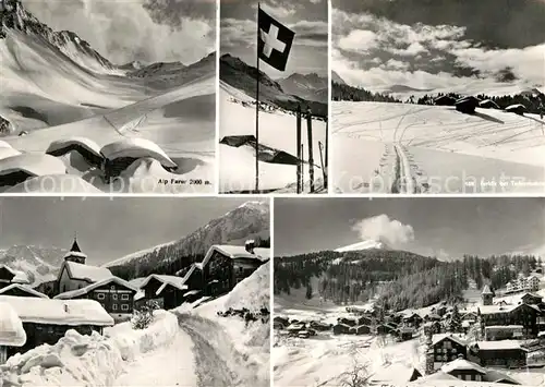 AK / Ansichtskarte Tschiertschen Panorama Wintersportort Schweizer Alpen Schweizer Flagge Kat. Tschiertschen