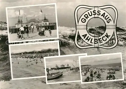 AK / Ansichtskarte Ahlbeck Ostseebad Seebruecke Strand Kat. Heringsdorf Insel Usedom