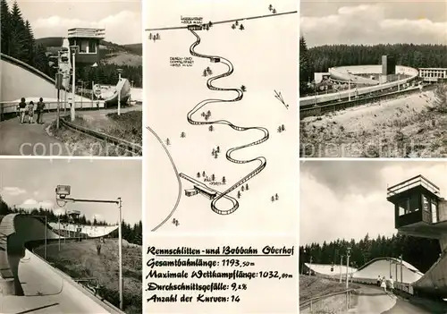 AK / Ansichtskarte Oberhof Thueringen Rennschlitten  und Bobbahn Wintersportplatz Kat. Oberhof Thueringen