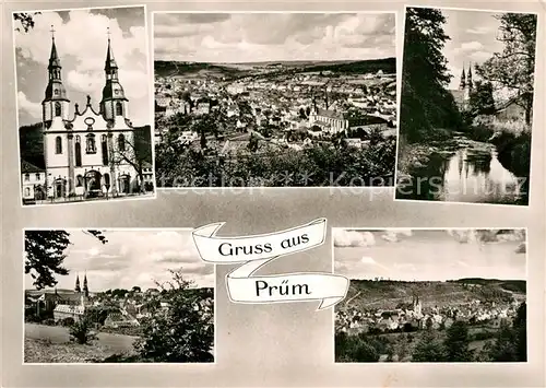 AK / Ansichtskarte Pruem Eifel Stadtpanorama Partie am Bach Kirche Kat. Pruem