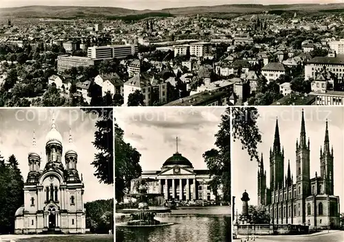 AK / Ansichtskarte Wiesbaden Stadtpanorama Griechische Kapelle Kurhaus Marktkirche Kat. Wiesbaden