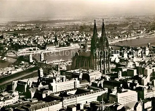 AK / Ansichtskarte Koeln Rhein Dom Rhein Bruecke Fliegeraufnahme Kat. Koeln