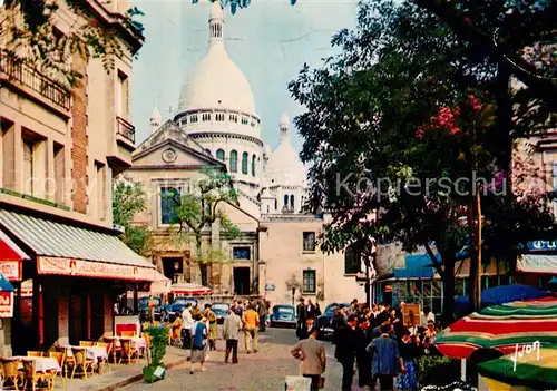 AK / Ansichtskarte Paris Place du Tertre et le Sacre Coeur Kat. Paris