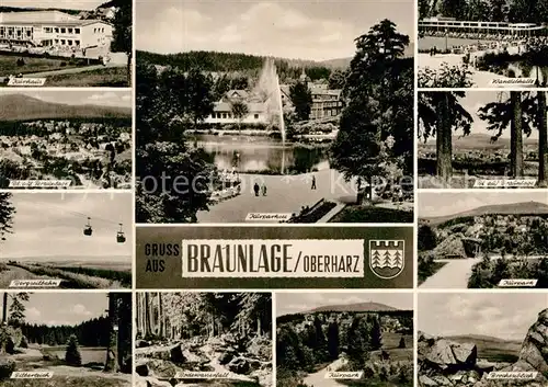 AK / Ansichtskarte Braunlage Kurhaus Kurparksee Bodewasserfall  Kat. Braunlage Harz