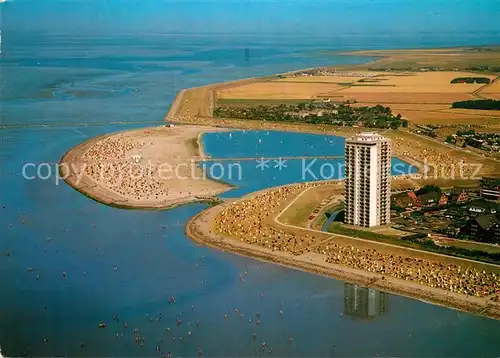 AK / Ansichtskarte Buesum Nordseebad Fliegeraufnahme mit Strand / Buesum /Dithmarschen LKR