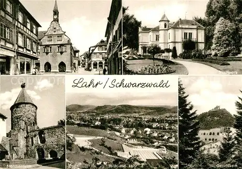 AK / Ansichtskarte Lahr Schwarzwald Rathaus Stadtpark Storchenturm Geroldseck  Kat. Lahr