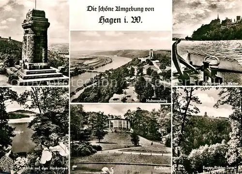 AK / Ansichtskarte Hagen Westfalen Bismarckturm Parkhaus Hohensyburg Harkortsee Kat. Hagen