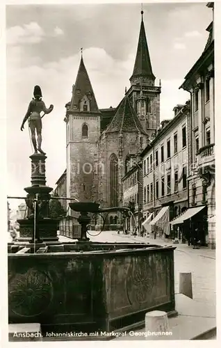 AK / Ansichtskarte Ansbach Mittelfranken Markgrafenbrunnen Johanniskirche Kat. Ansbach