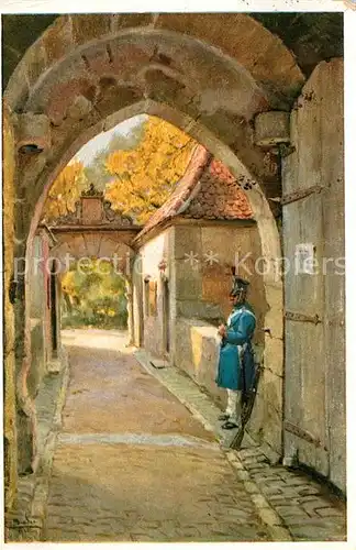 AK / Ansichtskarte Rothenburg Tauber Eingang zum Burggarten Kuenstlerkarte Tony Binder Kat. Rothenburg ob der Tauber