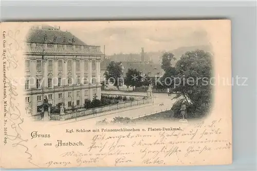 AK / Ansichtskarte Ansbach Mittelfranken Schloss Platen Denkmal Kat. Ansbach