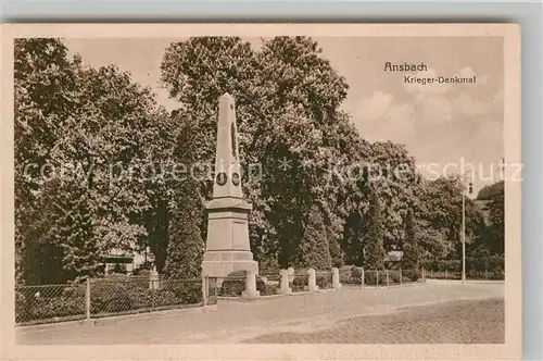 AK / Ansichtskarte Ansbach Mittelfranken Krieger Denkmal Kat. Ansbach