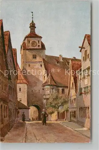 AK / Ansichtskarte Rothenburg Tauber Weisser Turm Kuenstlerkarte Kat. Rothenburg ob der Tauber