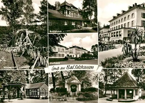 AK / Ansichtskarte Bad Salzhausen Badehaus Kurhaus Wasserrad Stahlquelle  Kat. Nidda