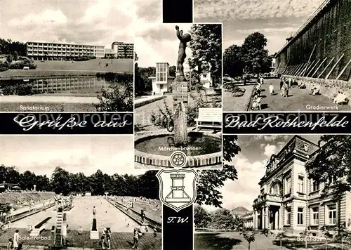 AK / Ansichtskarte Bad Rothenfelde Sanatorium Gradierwerk Sole Freibad Badehaus Maerchenbrunnen Kat. Bad Rothenfelde