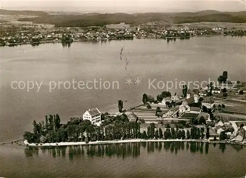 AK / Ansichtskarte Insel Reichenau Fliegeraufnahme Niederzell Allensbach  Kat. Reichenau Bodensee