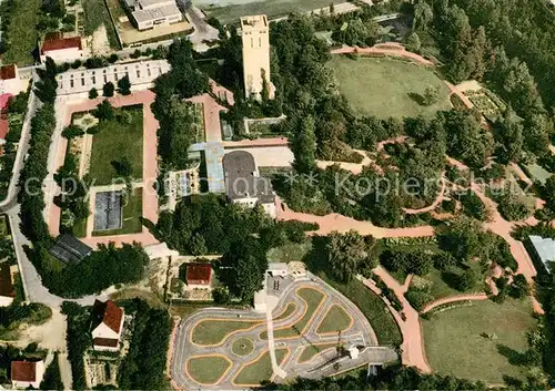 AK / Ansichtskarte Bexbach Fliegeraufnahme Blumengarten Hindenburgturm Grubenmuseum Jugendverkehrsschule Kat. Bexbach