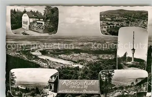 AK / Ansichtskarte Koenigstuhl Heidelberg Heidelberg Rheinebene Panoramen Kat. Heidelberg