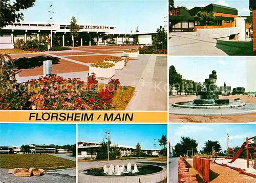 AK / Ansichtskarte Floersheim Main Stadthalle Brunnen Kinderspielplatz Kat. Floersheim am Main