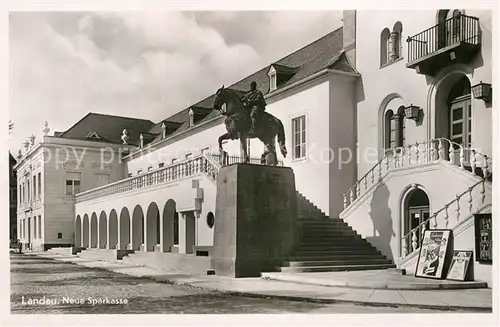 AK / Ansichtskarte Landau Pfalz Neue Sparkasse Reiterdenkmal Kat. Landau in der Pfalz