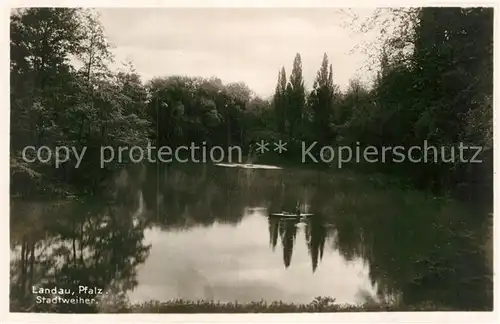 AK / Ansichtskarte Landau Pfalz Stadtweiher Kat. Landau in der Pfalz