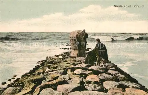 AK / Ansichtskarte Borkum Nordseebad Am Buhnenkopf Kat. Borkum