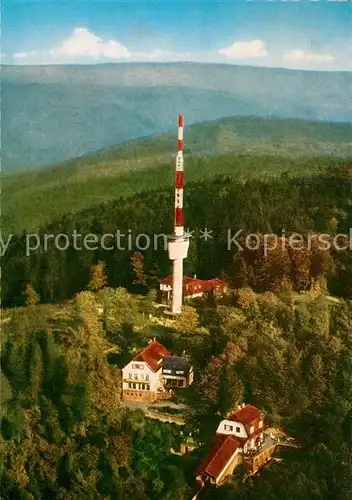 AK / Ansichtskarte Koenigstuhl Heidelberg mit Bergstation und Hotel Restaurant Koenigstuhl Fernsehturm Fliegeraufnahme Kat. Heidelberg