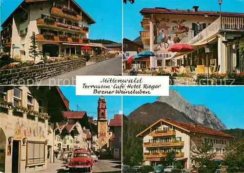 AK / Ansichtskarte Mittenwald Bayern Terrassen Cafe Hotel Rieger Bozner Weinstuben Kat. Mittenwald