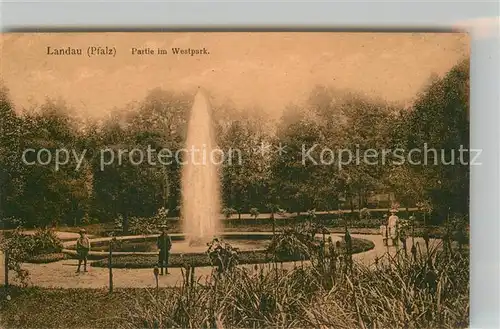 AK / Ansichtskarte Landau Pfalz Westpark Springbrunnen Kat. Landau in der Pfalz