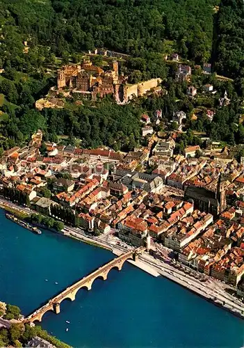 AK / Ansichtskarte Heidelberg Neckar Fliegeraufnahme Schloss Alte Bruecke Heiliggeist Kat. Heidelberg