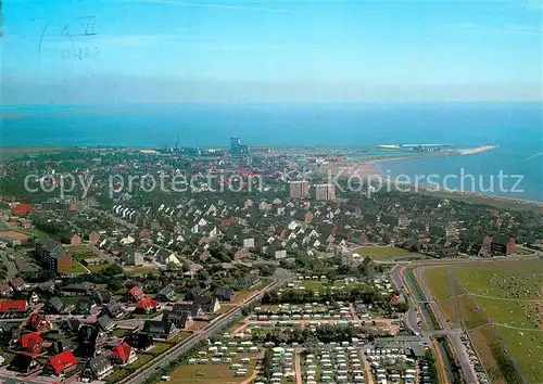 AK / Ansichtskarte Buesum Nordseebad Fliegeraufnahme mit Camping und Strand Kat. Buesum