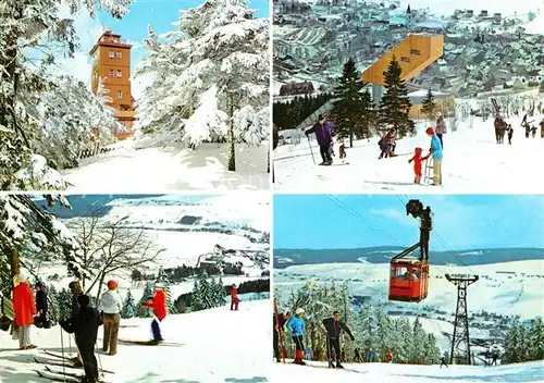 AK / Ansichtskarte Oberwiesenthal Erzgebirge Wetterwarte Skisprungschanze Skihang Drahtseilbahn Fichtelberg Wintersportplatz Kat. Oberwiesenthal