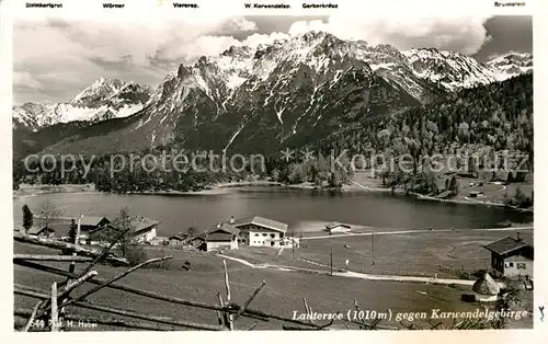 AK / Ansichtskarte Lautersee Mittenwald Panorama Karwendelgebirge Kat. Mittenwald