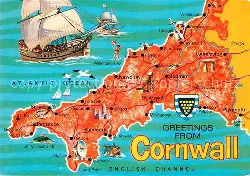 AK / Ansichtskarte Cornwall Torpoint Lageplan