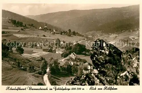 AK / Ansichtskarte Warmensteinach Panorama Hoehenluftkurort Blick vom Hoellfelsen Kat. Warmensteinach Fichtelgebirge