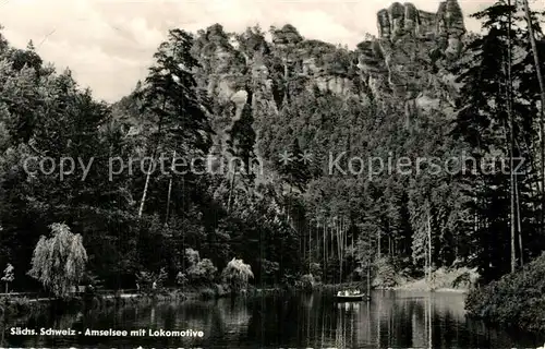 AK / Ansichtskarte Saechsische Schweiz Amselsee mit Lokomotive Kat. Rathen Sachsen